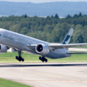 a plane taking off from a runway