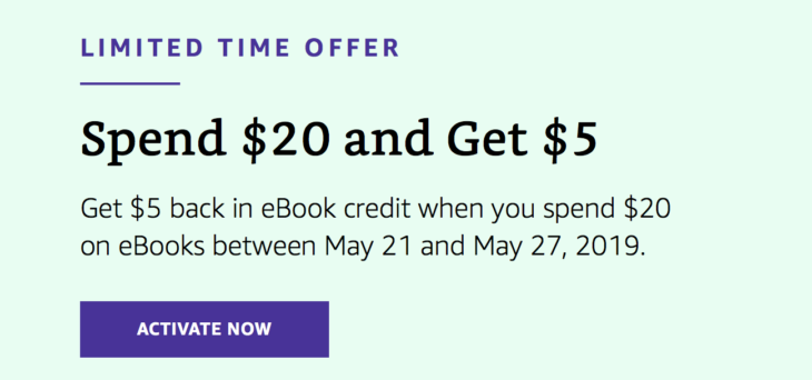 Amazon $5 eBook Credit With $20 Spend