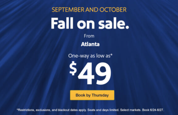 Latest Southwest Fare Sale From $49