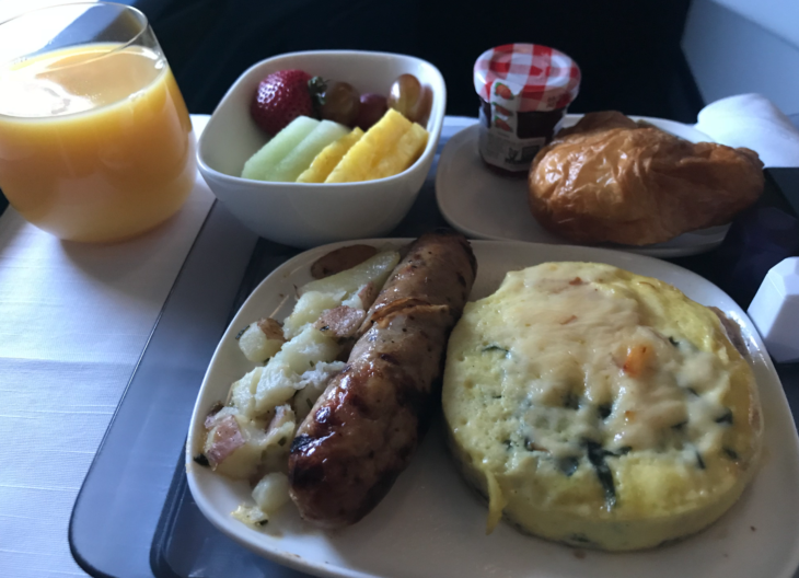 a plate of food on a tray