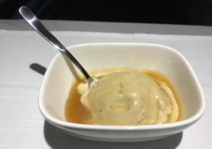a bowl of ice cream with a spoon