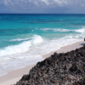 a person standing on a beach