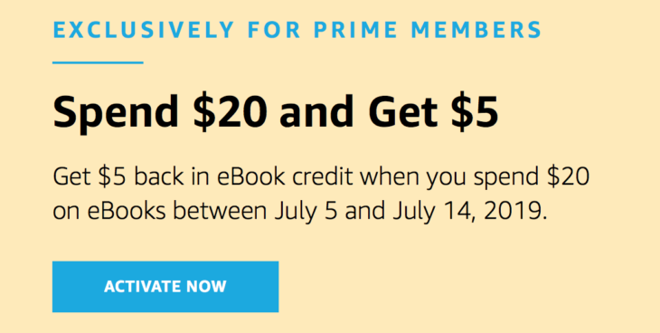 Amazon Get $5 eBook credit with $20 Spend