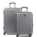 a pair of luggage on wheels