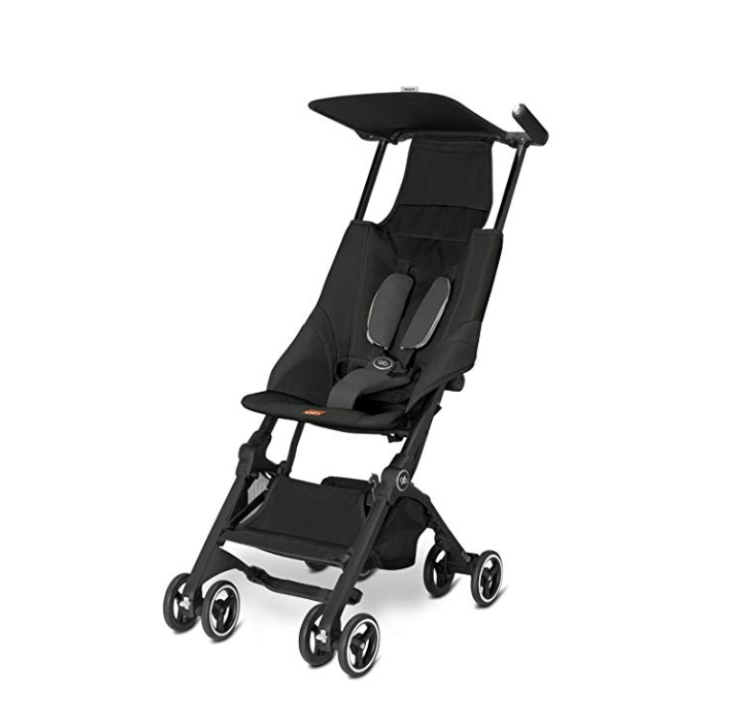 a black baby stroller with wheels