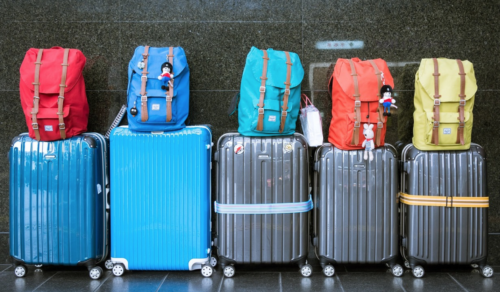 a group of luggage on the floor