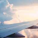 the wing of an airplane in the sky