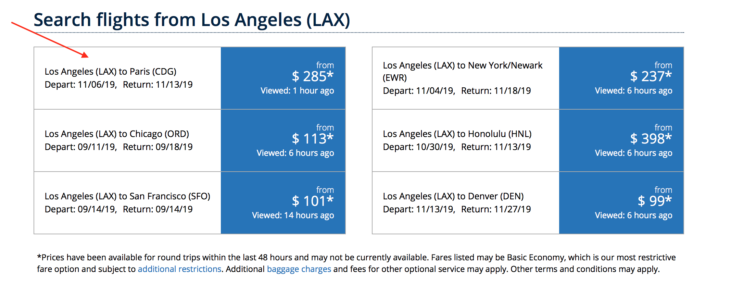 a screenshot of a flight schedule