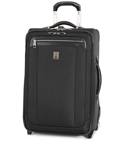 a black suitcase with a handle