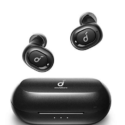 a black earbuds and a case