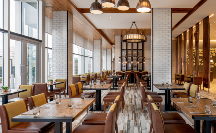 a restaurant with tables and chairs