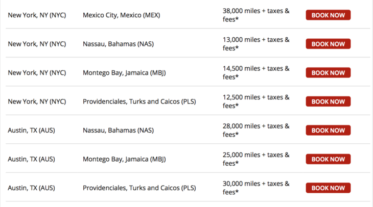 a table with a list of miles and miles