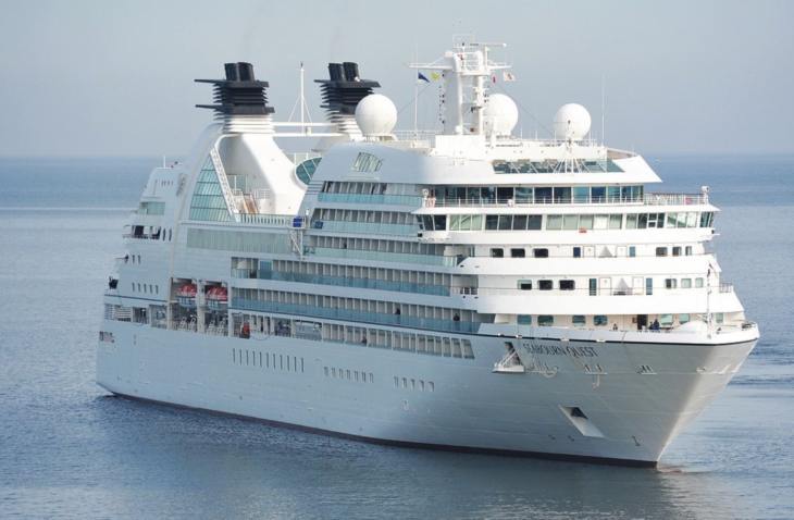 a large white cruise ship