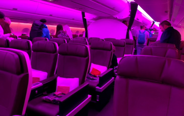 a row of seats in an airplane