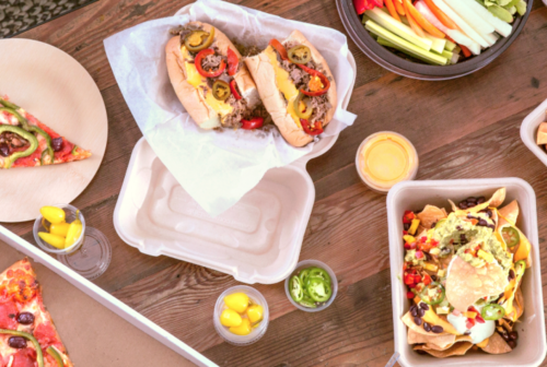 food in a container on a table