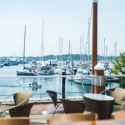 a view of a marina from a balcony