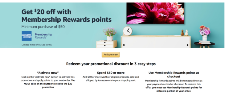 Hot! New Amazon $20 Off With 1MR Point