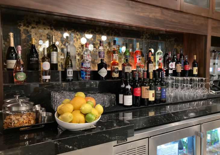 a group of bottles of alcohol on a counter