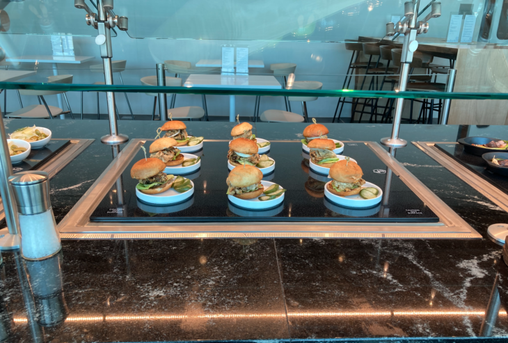 a tray of burgers on a table