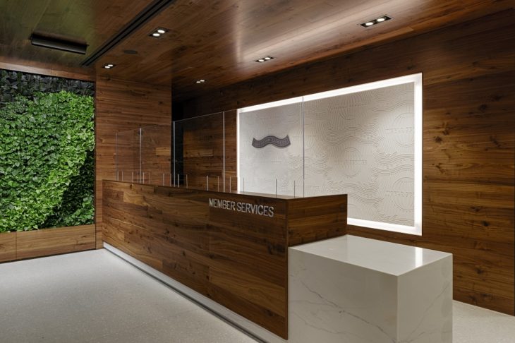 a reception desk in a room