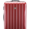 a red suitcase with a handle
