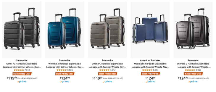a group of luggage on sale