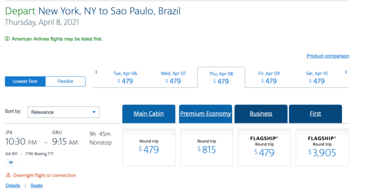 a screenshot of a flight schedule