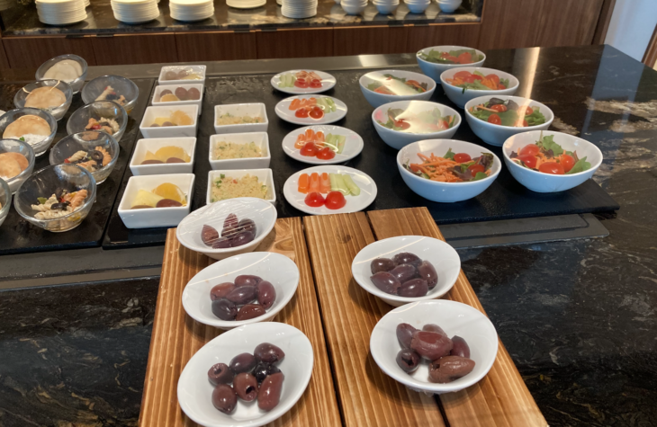 a table with bowls of food