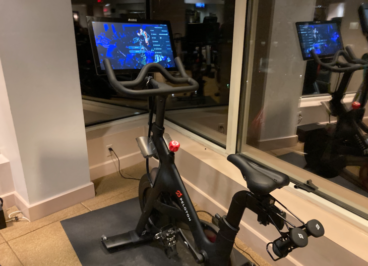 a exercise bike with a monitor