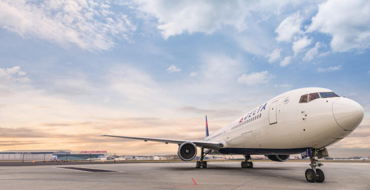 a plane on the runway